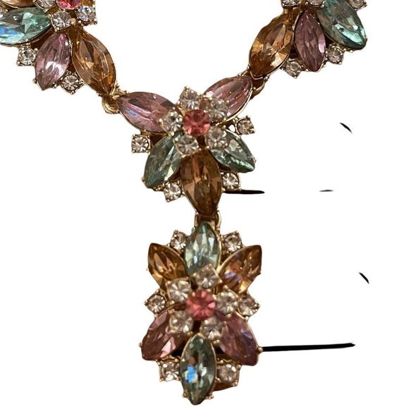 NWOT Charter Club multi colour cluster crystal lariat necklace - Picture 5 of 7